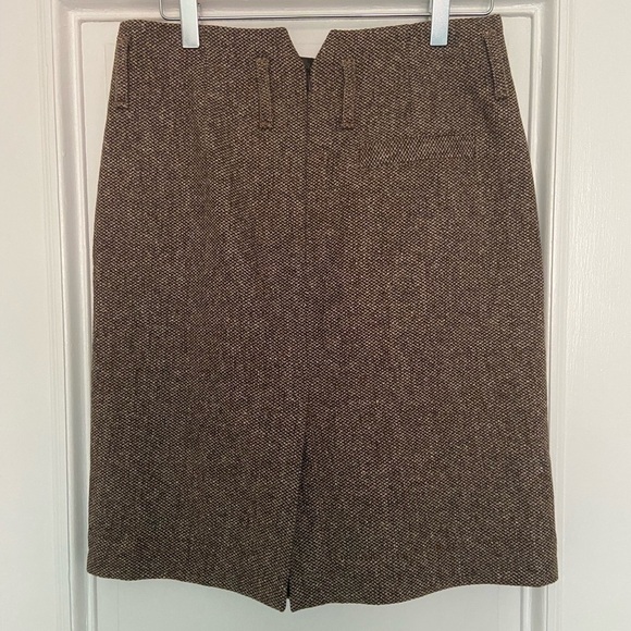 Gunex Made in Italy Vintage Brown, Tan & Cream Virgin Wool Pocketed Pencil Skirt - Picture 3 of 6